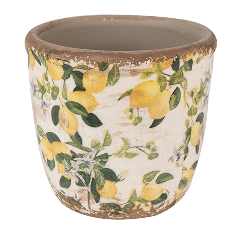 Керамічне кашпо для квітів в вінтажному стилі Yellow Lemons, 11*10 см, 6CE1609XS
