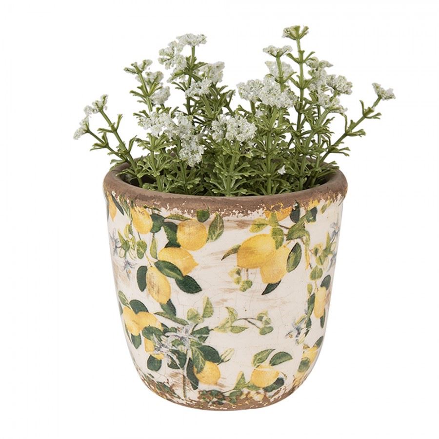 Керамічне кашпо для квітів в вінтажному стилі Yellow Lemons, 11*10 см, 6CE1609XS