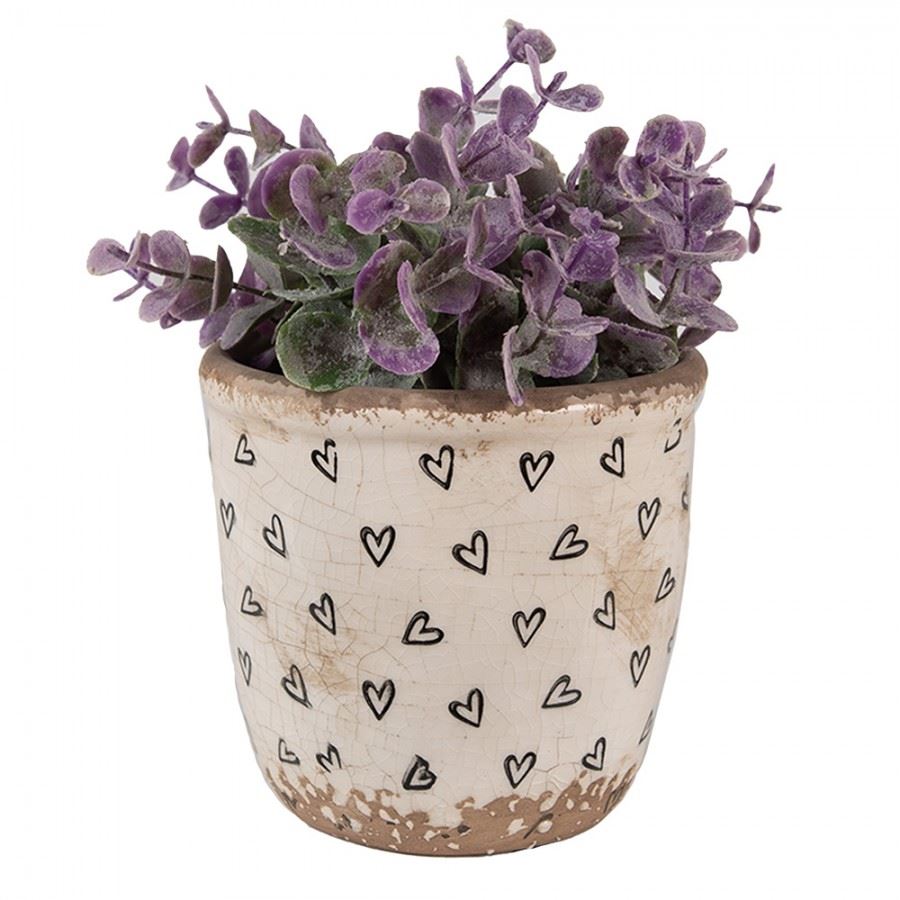 Керамическое кашпо для цветов в винтажном стиле Black Hearts, 11*11 см, 6CE1652XS