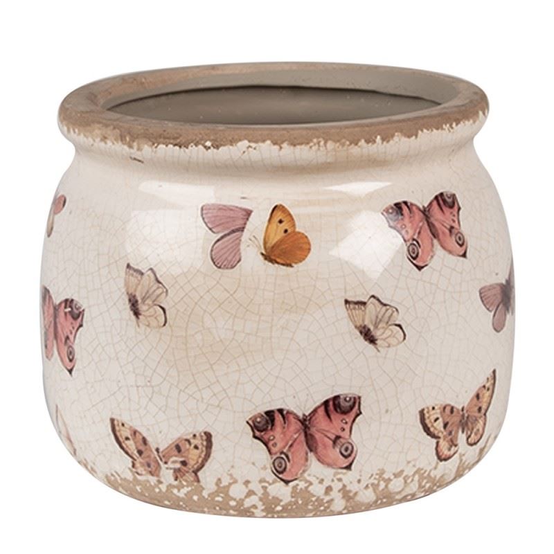 Керамічне кашпо для квітів в вінтажному стилі Butterflies, 12*10 см, 6CE1662S