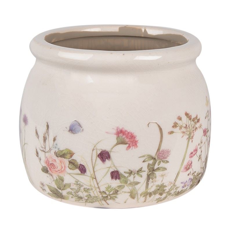 Керамічне кашпо для квітів в вінтажному стилі Summer Flowers, 12*10 см, 6CE1630S