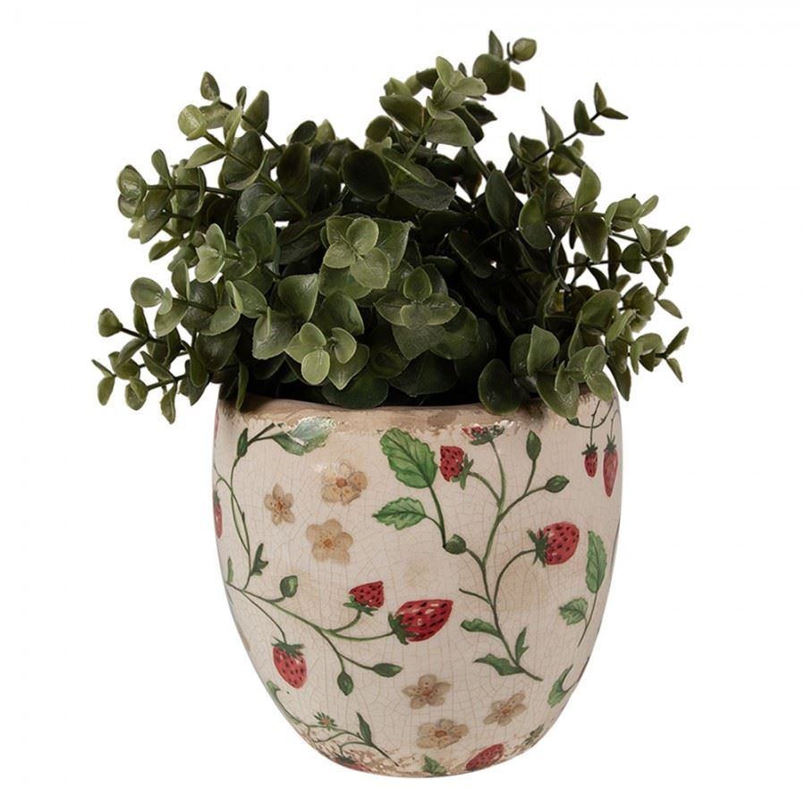 Керамическое кашпо для цветов в винтажном стиле Strawberrie, 13*11 см, 6CE1634S