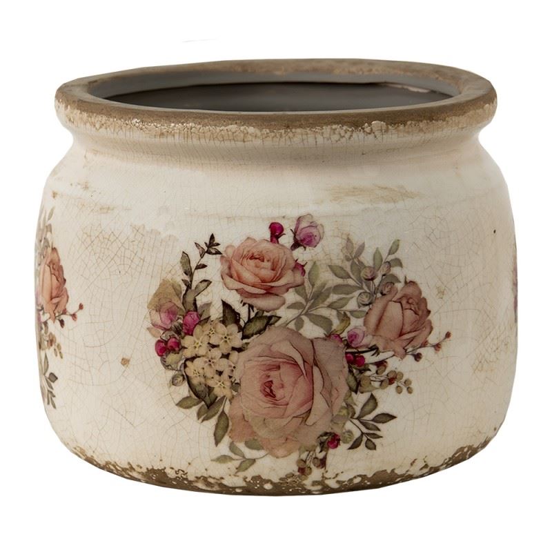 Керамическое кашпо для цветов в винтажном стиле Roses, 14*12 см, 6CE1419M