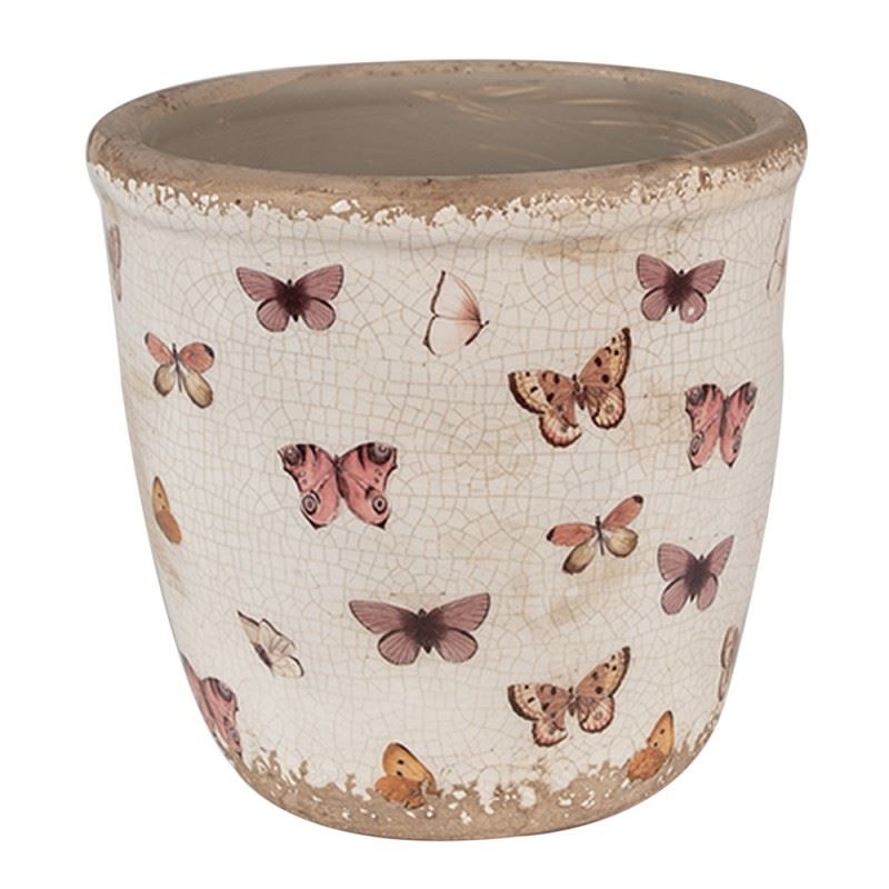 Керамічне кашпо для квітів в вінтажному стилі Butterflies, 15*14 см, 6CE1661M