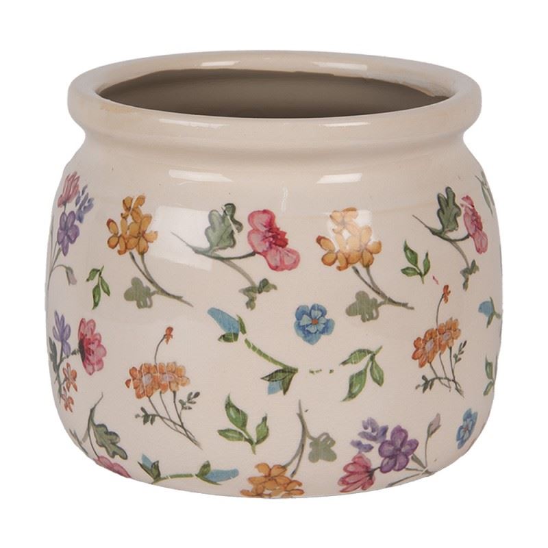 Керамічне кашпо для квітів в вінтажному стилі Colored Flowers, 16*13 см, 6CECFL0001M