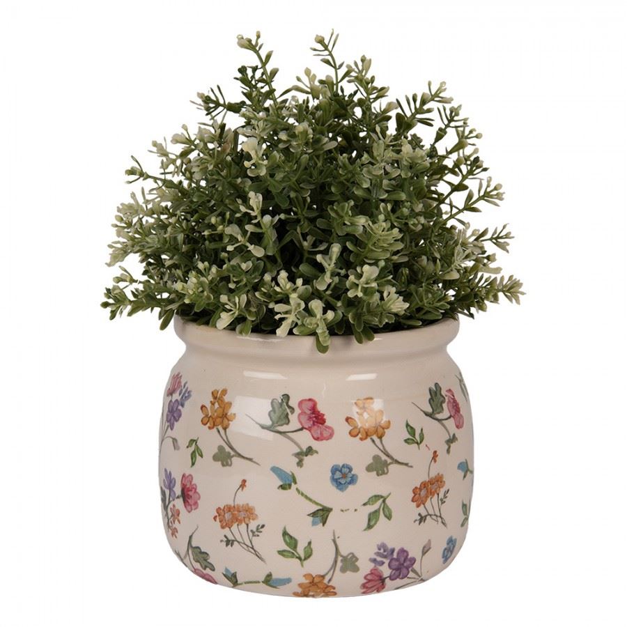Керамічне кашпо для квітів в вінтажному стилі Colored Flowers, 16*13 см, 6CECFL0001M