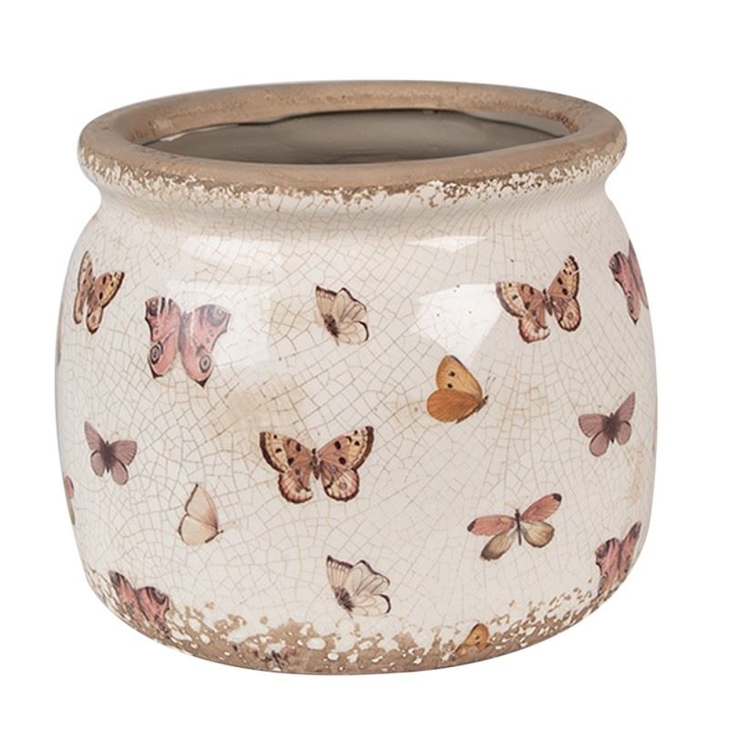Керамічне кашпо для квітів в вінтажному стилі Butterflies, 16*13 см, 6CE1662M