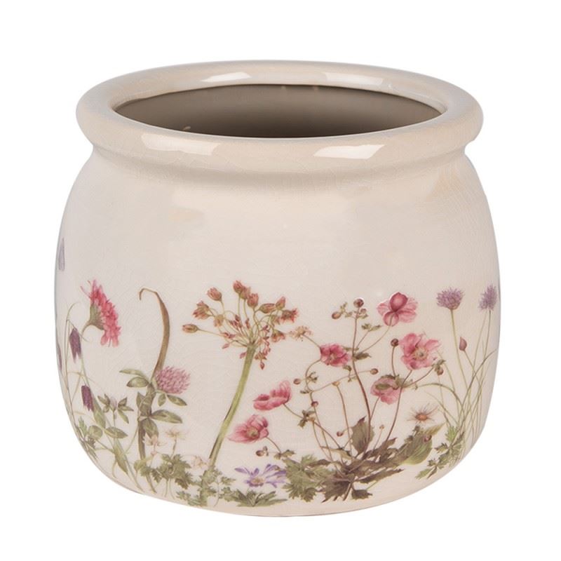 Керамічне кашпо для квітів в вінтажному стилі Summer Flowers, 16*13 см, 6CE1630M
