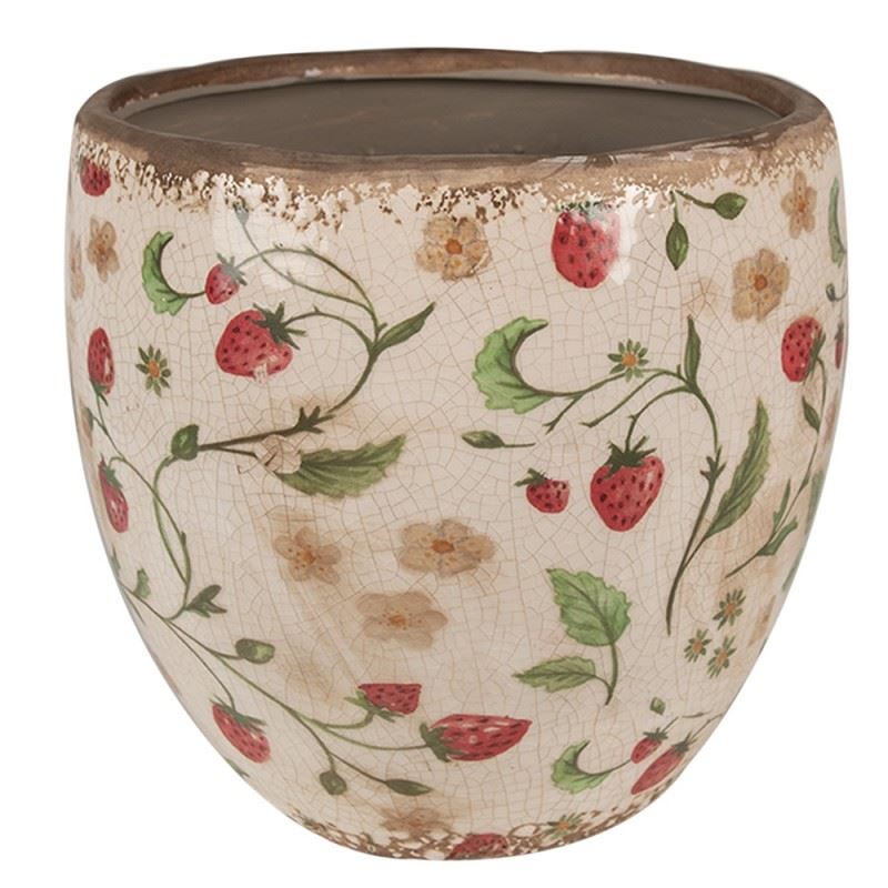 Керамическое кашпо для цветов в винтажном стиле Strawberrie, 18*18 см, 6CE1634L