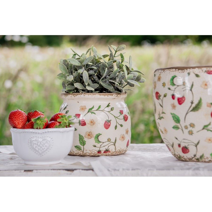 Керамическое кашпо для цветов в винтажном стиле Strawberrie, 18*18 см, 6CE1634L
