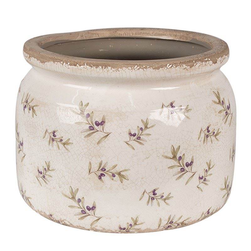 Керамическое кашпо для цветов в винтажном стиле Olives, 20*15 см, 6CE1670L