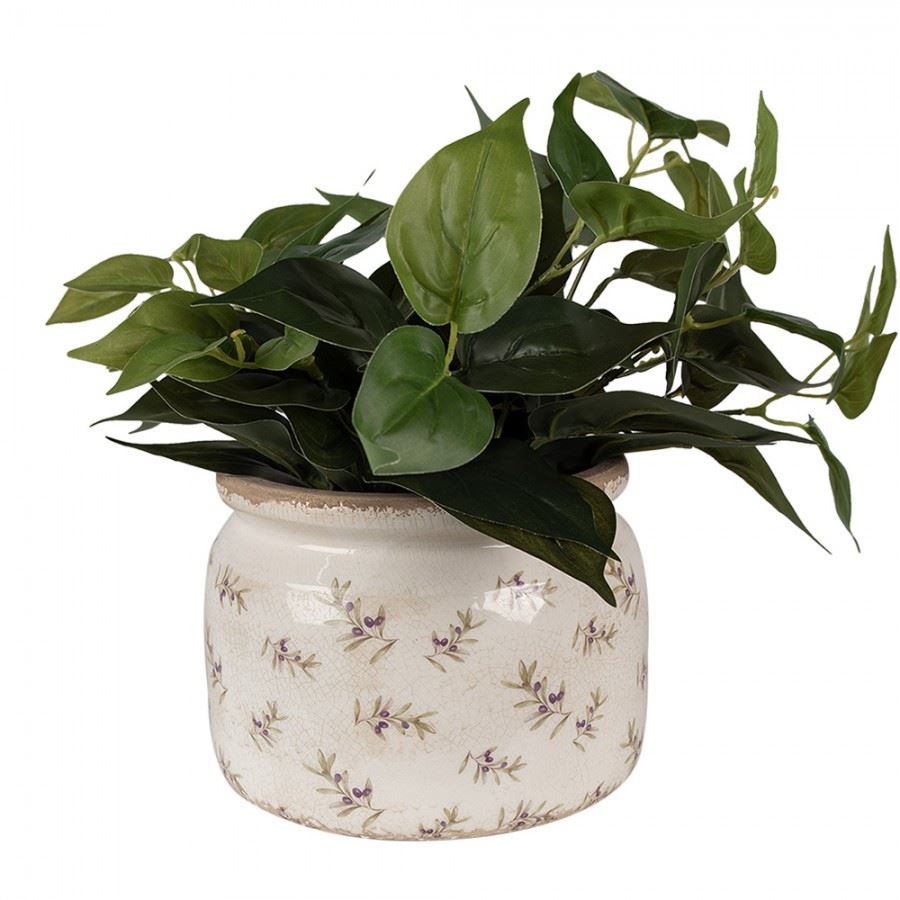 Керамическое кашпо для цветов в винтажном стиле Olives, 20*15 см, 6CE1670L