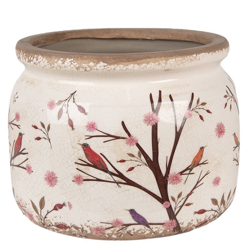 Керамическое кашпо для цветов в винтажном стиле Birds, 20*15 см, 6CE1642L
