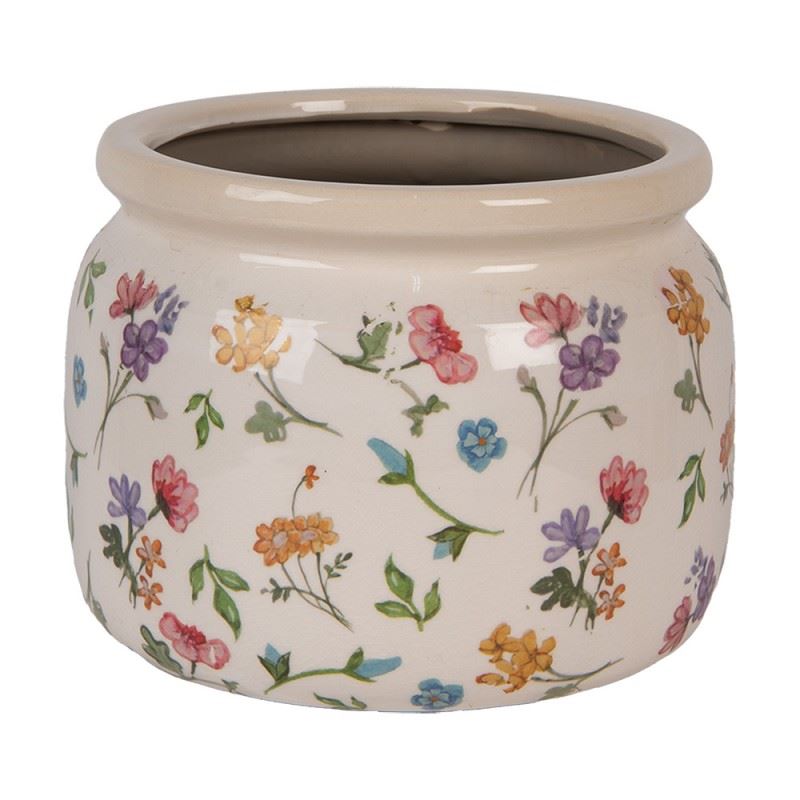 Керамічне кашпо для квітів в вінтажному стилі Colored Flowers, 20*15 см, 6CECFL0001L