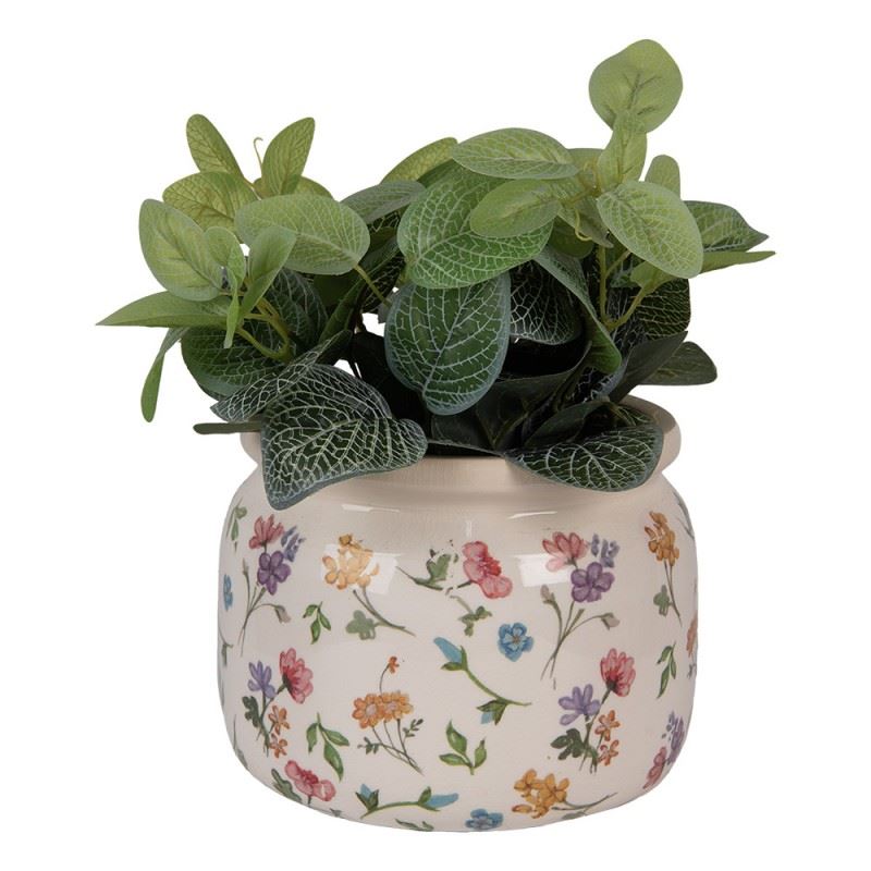 Керамічне кашпо для квітів в вінтажному стилі Colored Flowers, 20*15 см, 6CECFL0001L