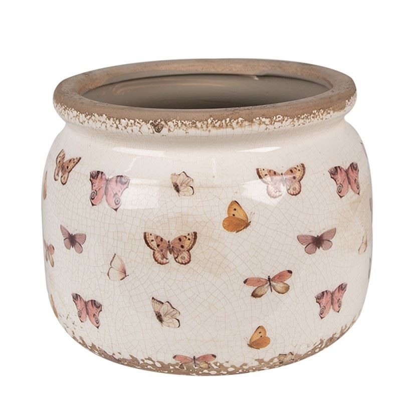 Керамическое кашпо для цветов в винтажном стиле Butterflies, 20*15 см, 6CE1662L