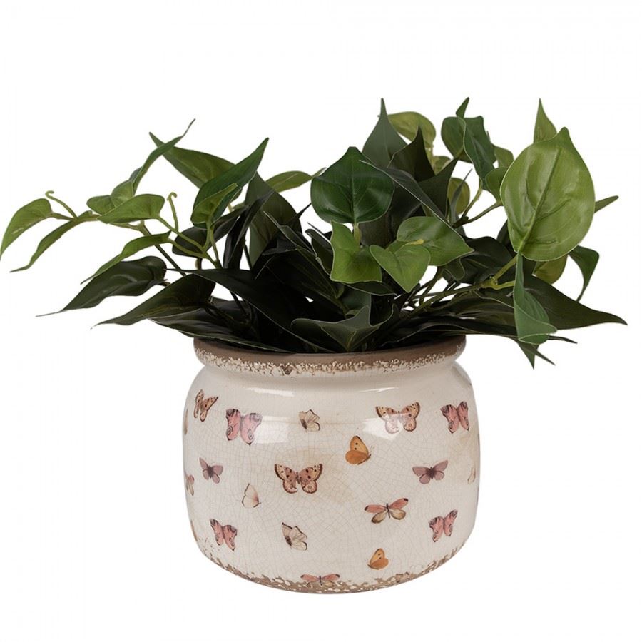 Керамическое кашпо для цветов в винтажном стиле Butterflies, 20*15 см, 6CE1662L
