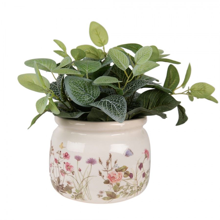 Керамічне кашпо для квітів в вінтажному стилі Summer Flowers, 20*15 см, 6CE1630L