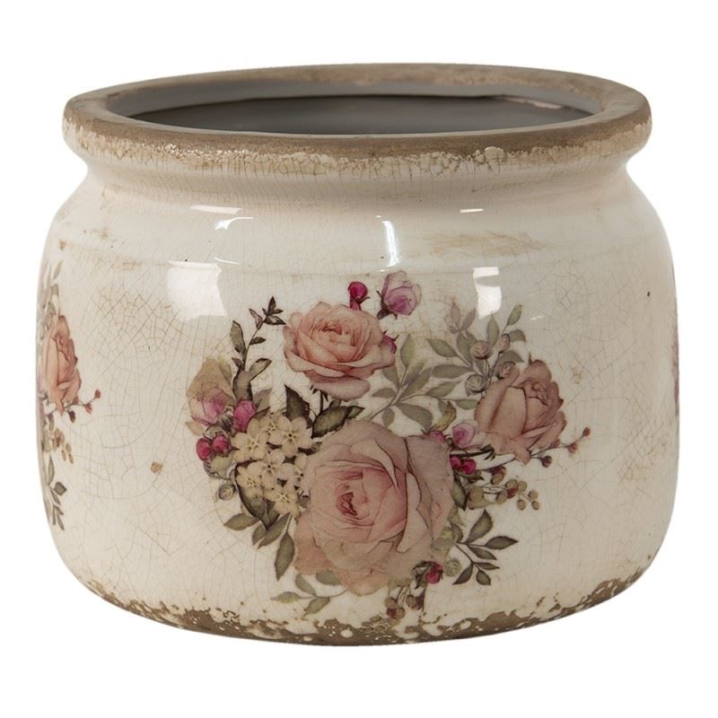 Керамическое кашпо для цветов в винтажном стиле Roses, 20*15 см, 6CE1419L