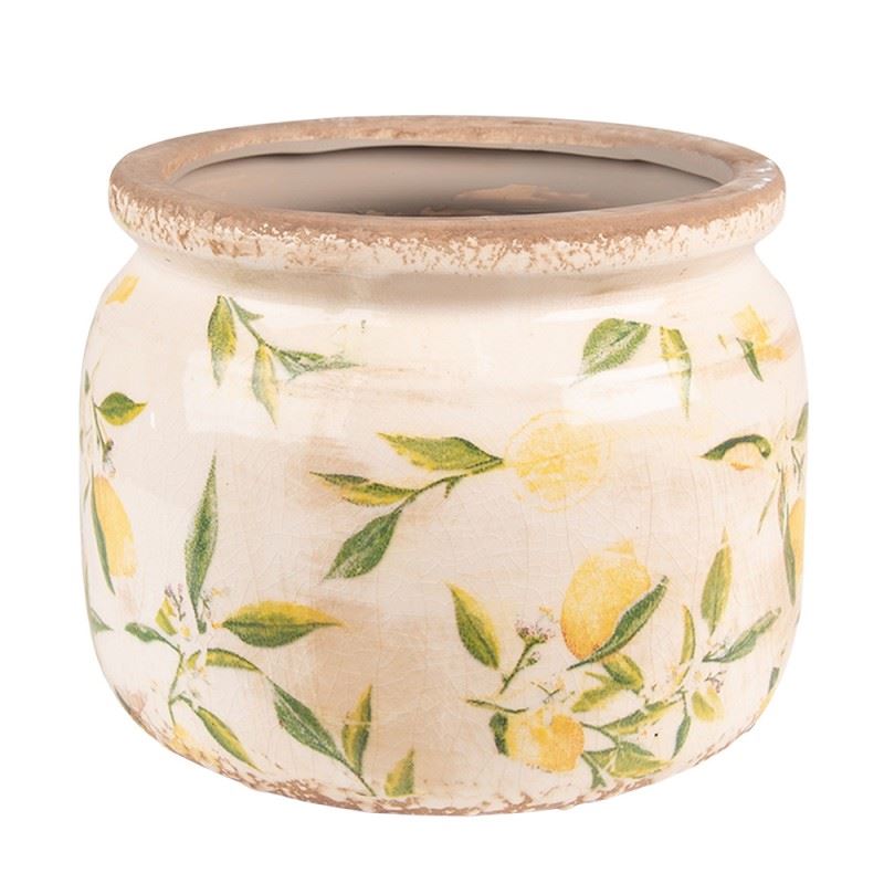 Керамічне кашпо для квітів в вінтажному стилі Yellow lemons, 20*15 см, 6CE1535L