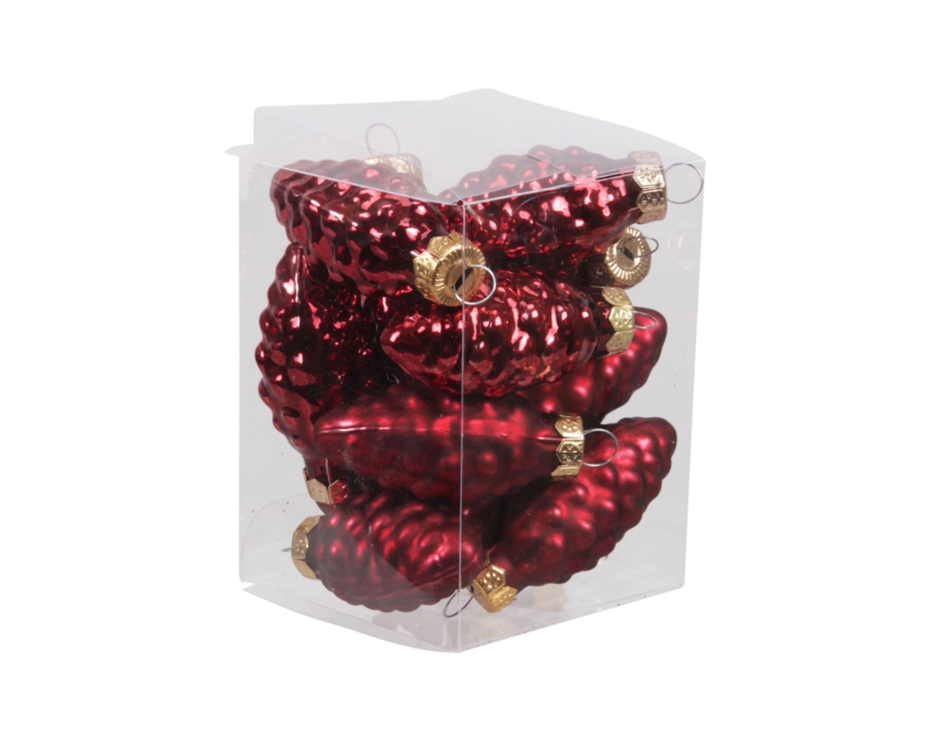 Набір скляних прикрас для ялинки Шишка Dark Red, 12 шт, 6 см, 10.5245