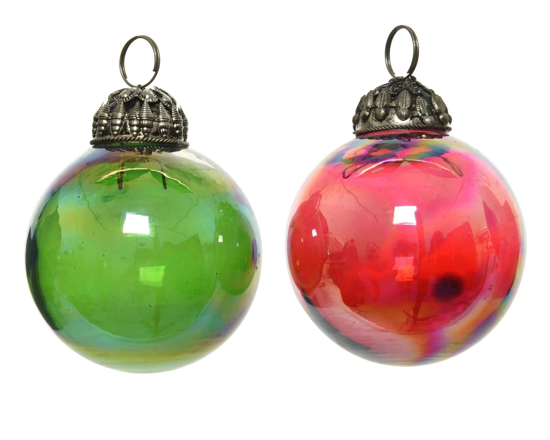 Скляна куля на ялинку в асортименті Red/Green, 7,5 см, 19.0124