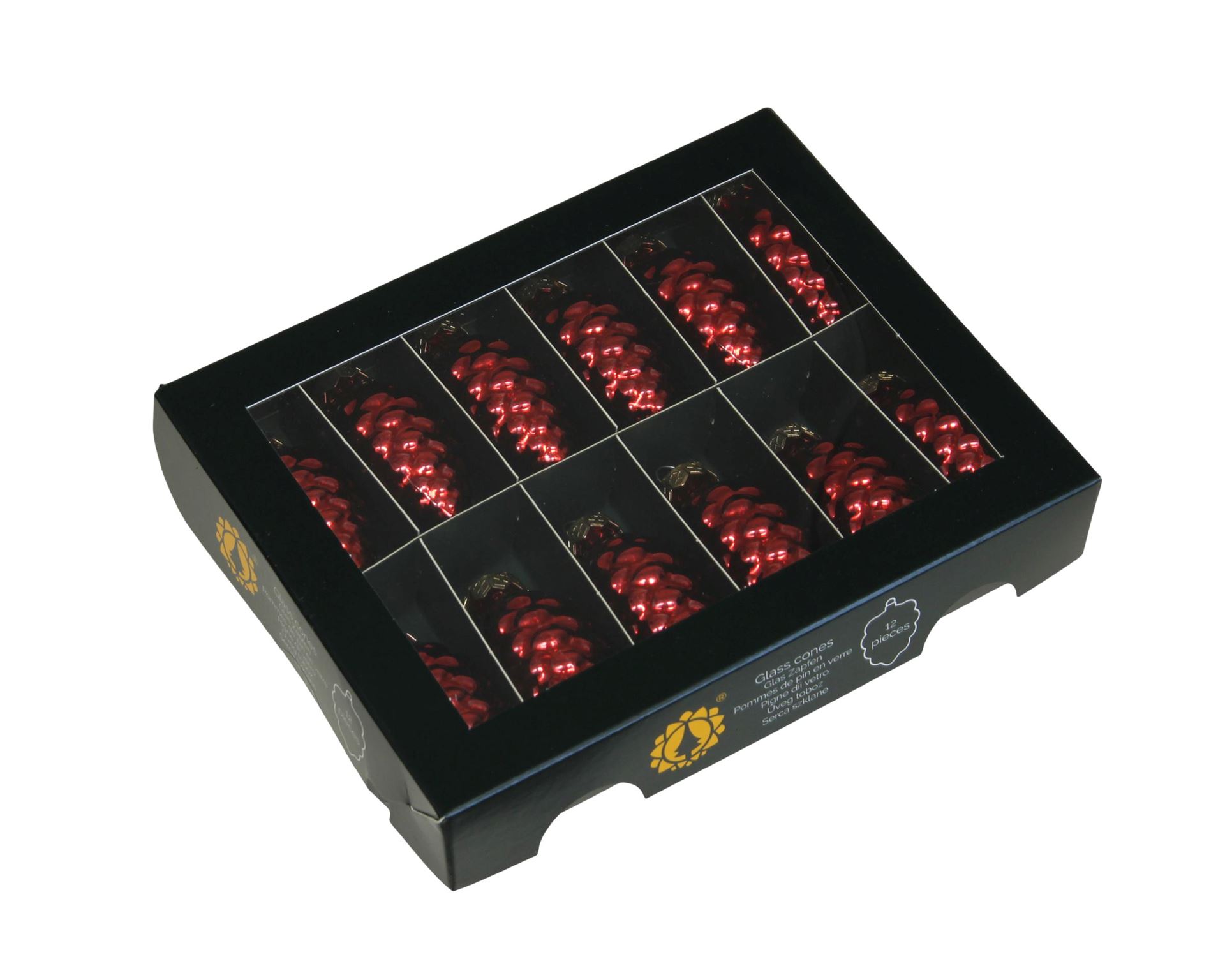 Набір скляних прикрас для ялинки Шишка Dark Red, 12 шт, 6 см, 50.1722