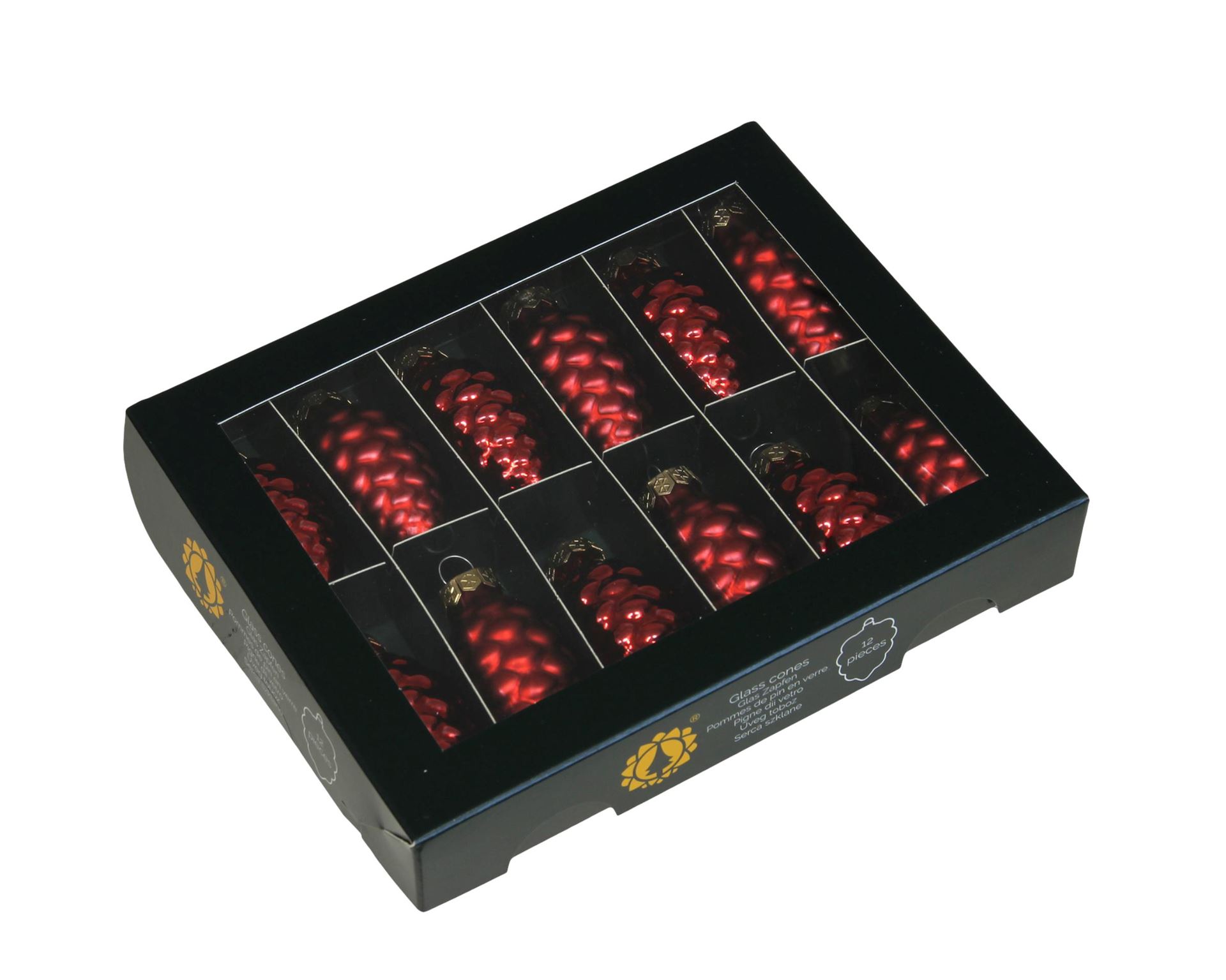 Набір скляних прикрас для ялинки Шишка Dark Red, 12 шт, 6 см, 50.1922