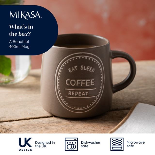 Чашка Mikasa Eat Sleep Coffee Repeat, 400 мл, MKMUG17