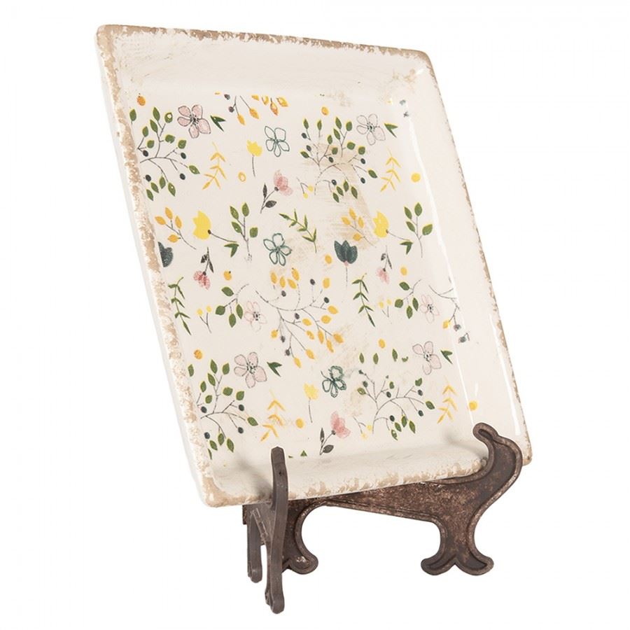 Декоративная тарелка с подставкой в ​​винтажном стиле Colored Flowers, 22*22 см, 6CE2019