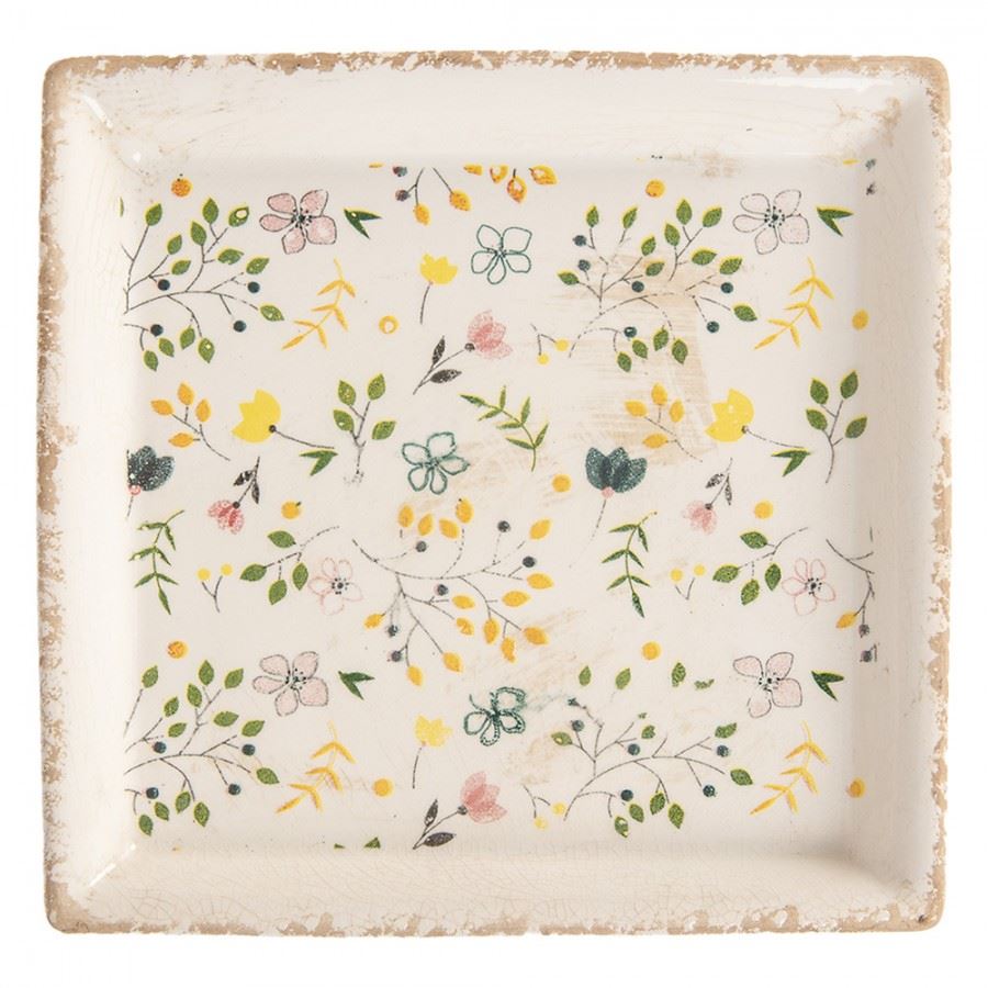 Декоративная тарелка с подставкой в ​​винтажном стиле Colored Flowers, 22*22 см, 6CE2019