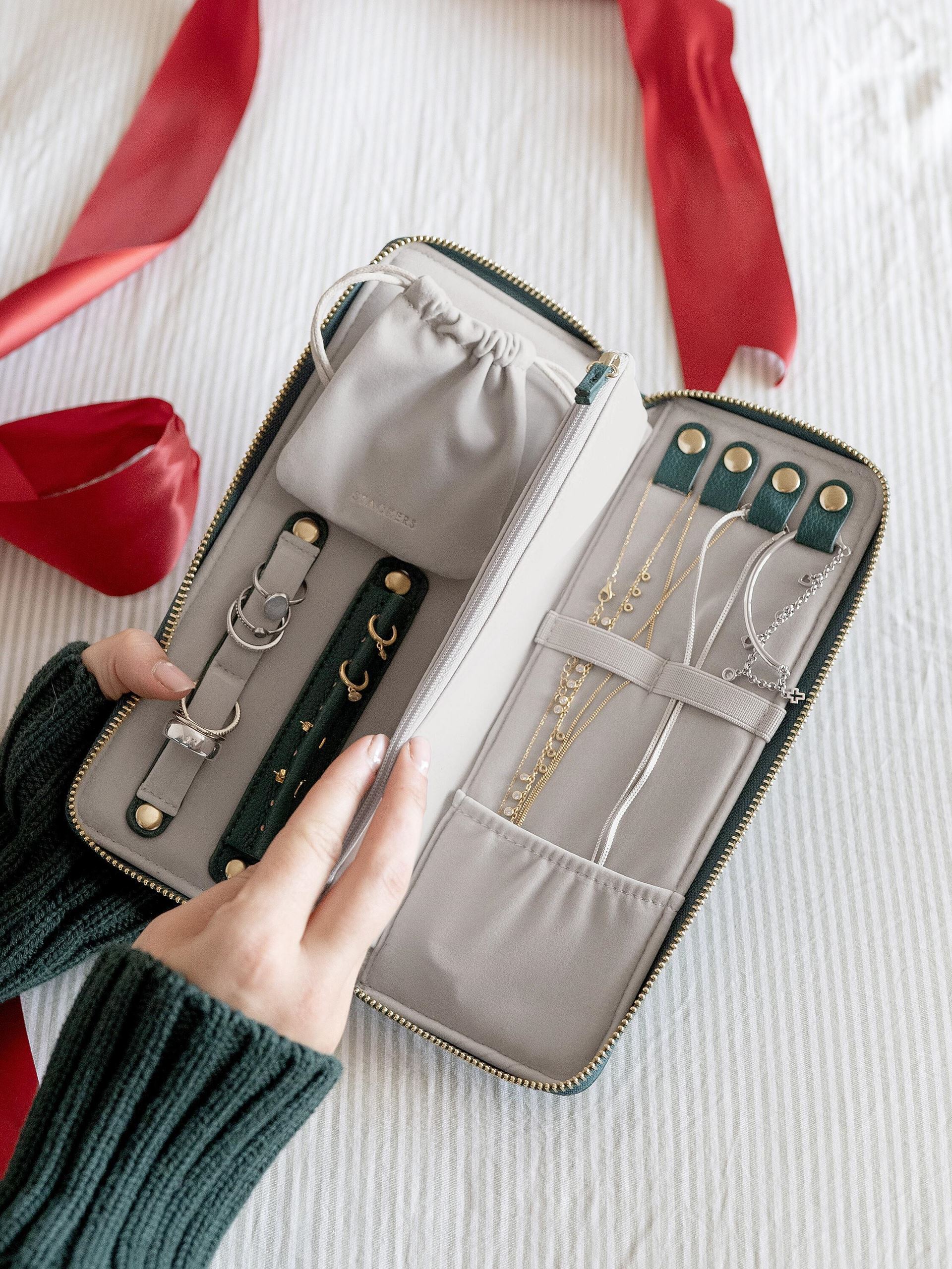 Органайзер для прикрас Travel Stackers Forest Green & Champagne Gold, 24,5*10,5*3 см, 76417