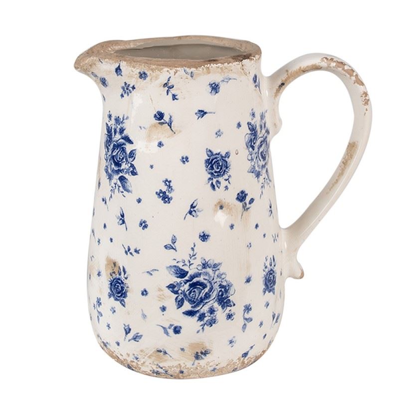 Декоративний керамічний глечик в вінтажному стилі Blue Roses, 16*12*18 см, 6CE1660M