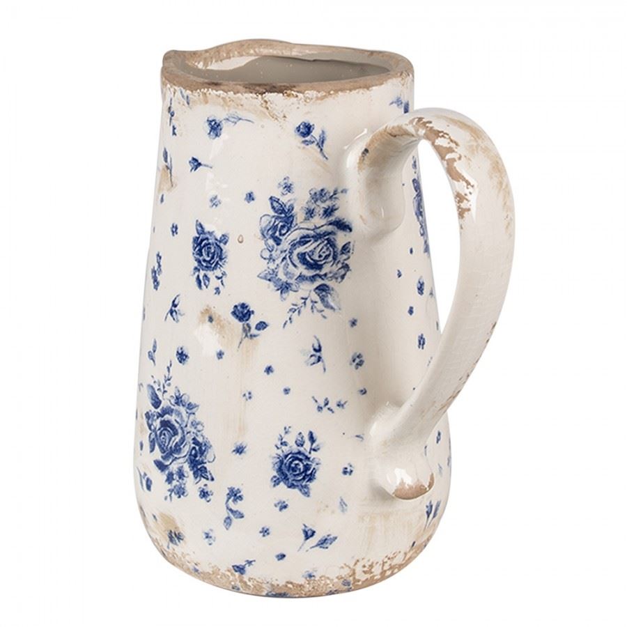 Декоративний керамічний глечик в вінтажному стилі Blue Roses, 16*12*18 см, 6CE1660M