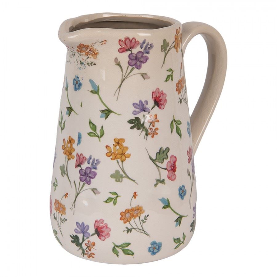 Декоративний керамічний глечик в вінтажному стилі Colored Flowers, 21*15*23 см, 6CECFL0002L