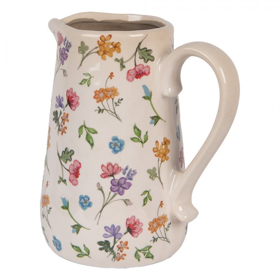 Декоративний керамічний глечик в вінтажному стилі Colored Flowers, 21*15*23 см, 6CECFL0002L