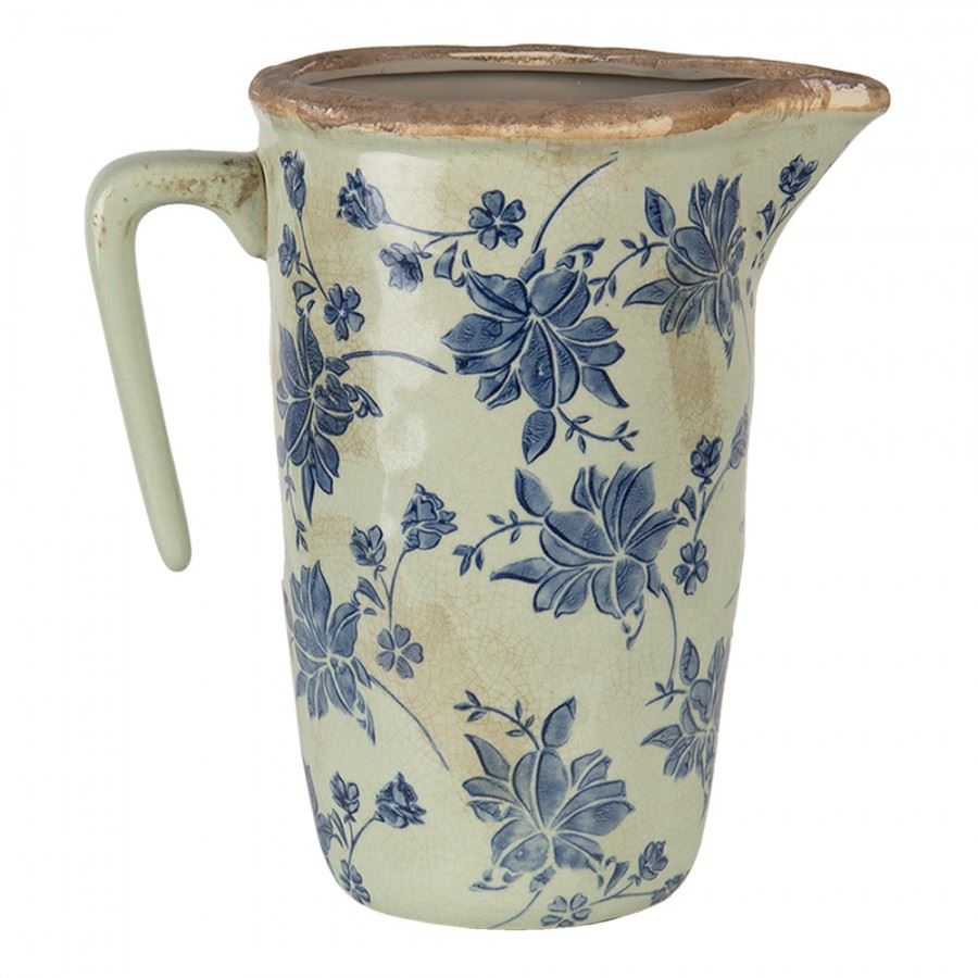 Декоративний керамічний глечик в вінтажному стилі Blue Flowers, 22*14*22 см, 6CE1258L