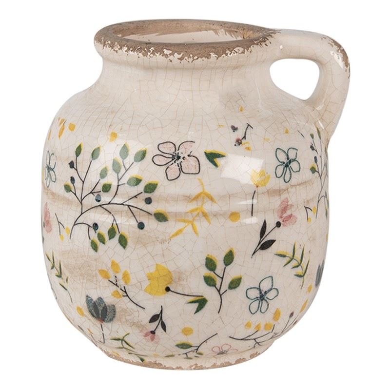 Декоративний керамічний глечик в вінтажному стилі Colored Flowers, 12*14 см, 6CE1611M