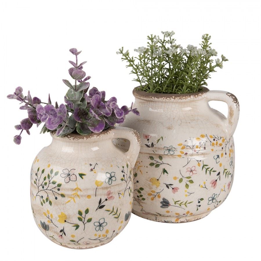 Декоративний керамічний глечик в вінтажному стилі Colored Flowers, 17*16 см, 6CE1611L