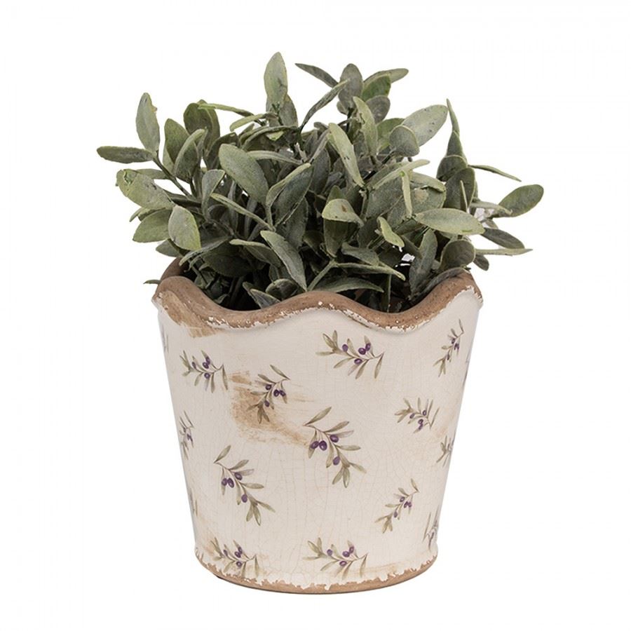 Керамическое кашпо для цветов в винтажном стиле Olives, 16*15 см, 6CE1672M