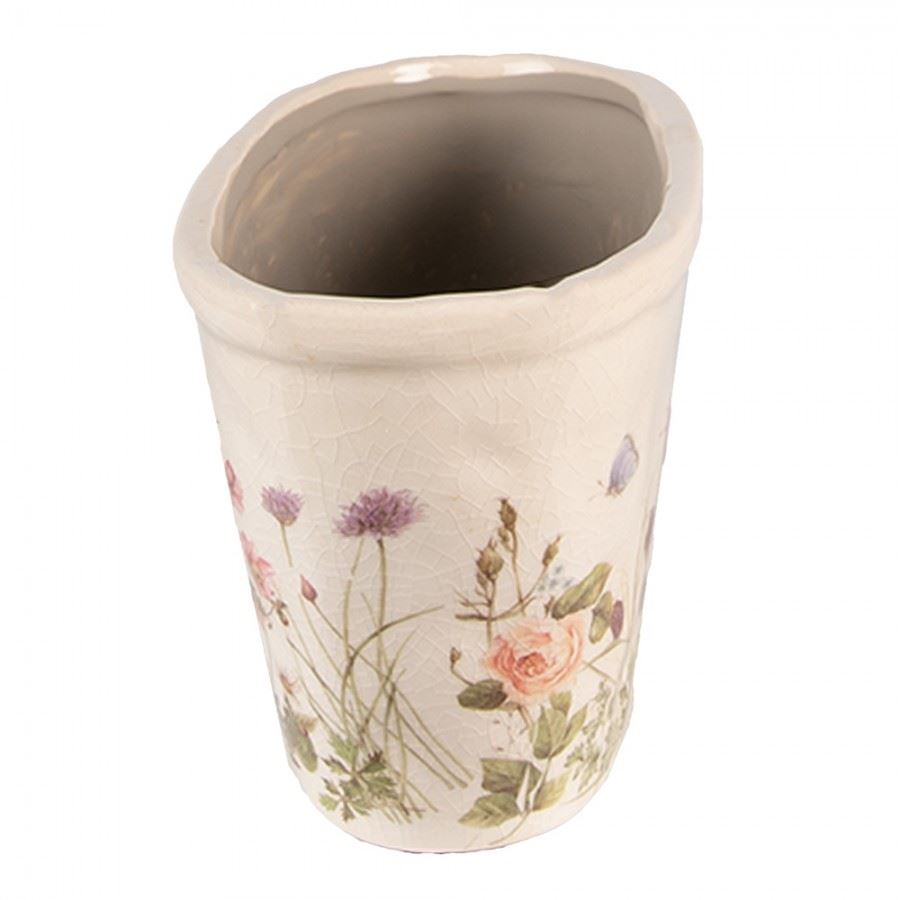 Керамическое кашпо для цветов в винтажном стиле Summer Flowers, 23*10*11 см, 6CE1557M