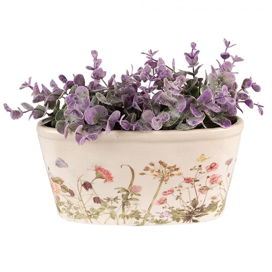 Керамическое кашпо для цветов в винтажном стиле Summer Flowers, 23*10*11 см, 6CE1557M