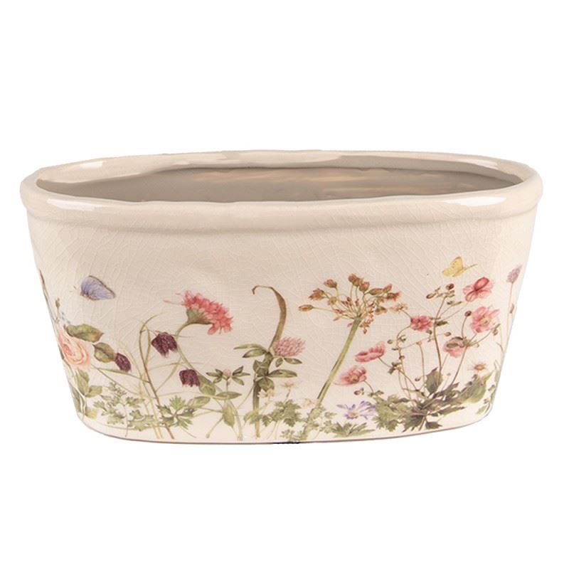 Керамическое кашпо для цветов в винтажном стиле Summer Flowers, 27*13*14 см, 6CE1557L