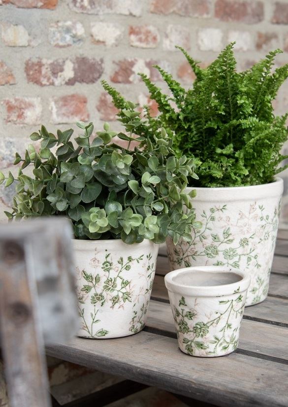 Керамическое кашпо для цветов в винтажном стиле Pastel Green, 16*16 см, 6CE1457L