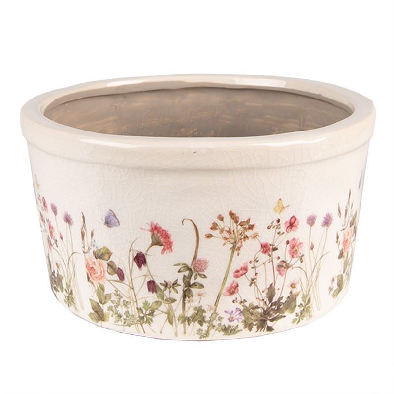 Керамическое кашпо для цветов в винтажном стиле Summer Flowers, 19*10 см, 6CE1556L
