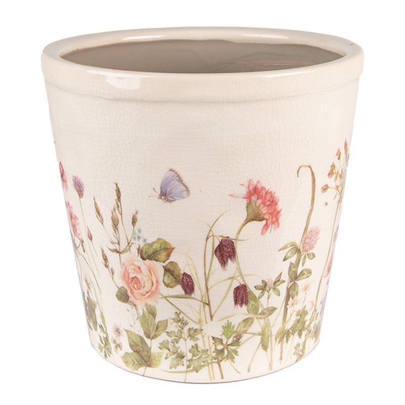 Керамическое кашпо для цветов в винтажном стиле Summer Flowers, 21*19 см, 6CE1555L